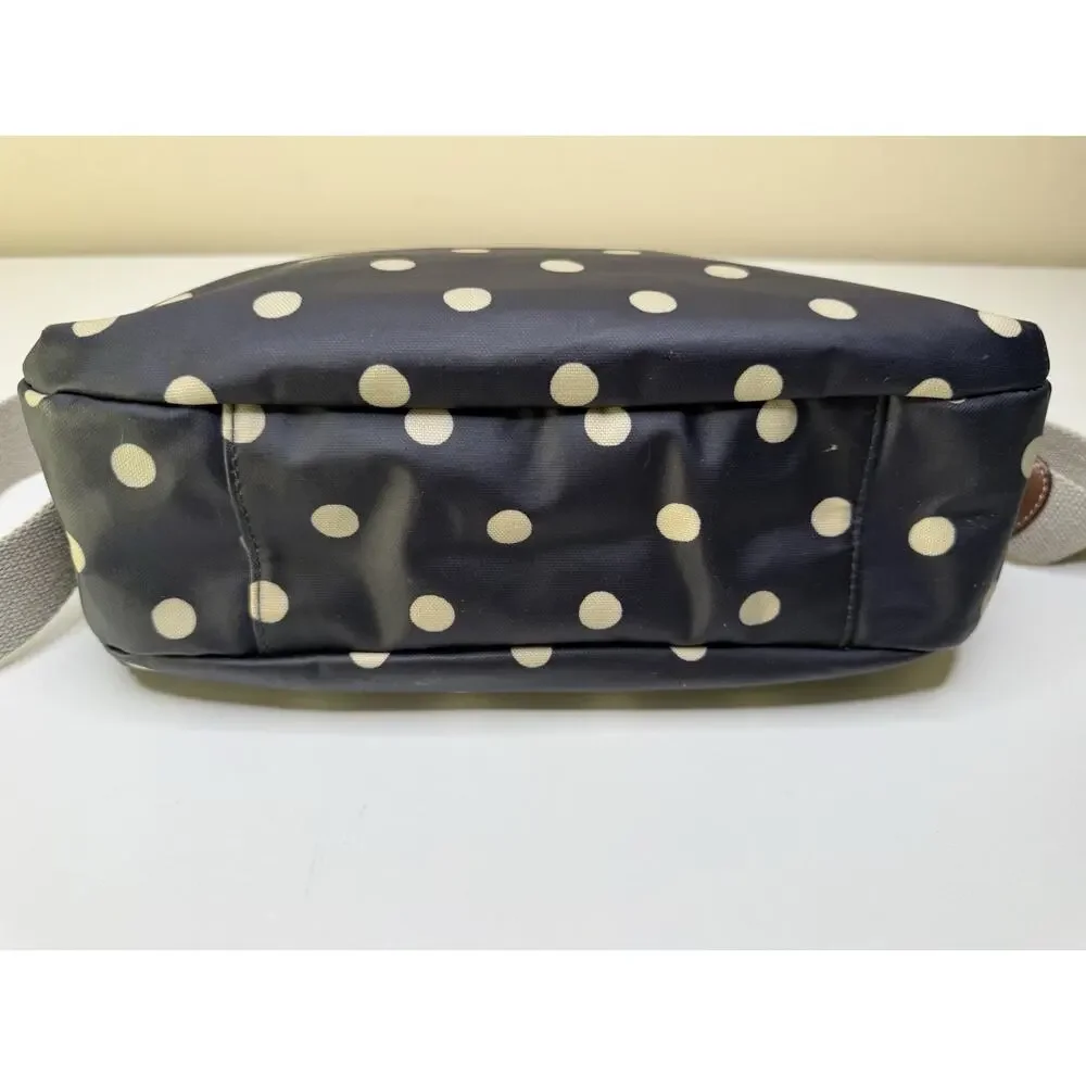 Cath Kidston Crossbody Blue Polka Dot Coated Cotton Zip Top Canvas Strap Bag